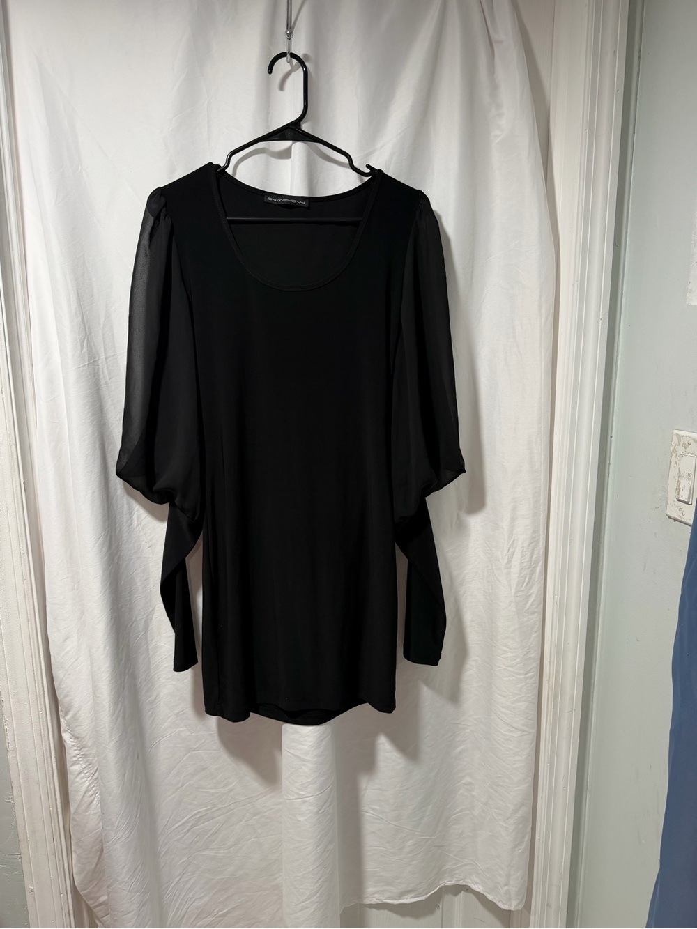 Symphony Black Sheer Sleeve Blouse